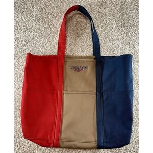 Uphill Down USA Canvas Tote bag 15"X18" Travel Beach Red Blue Beige Rare! *MINT*